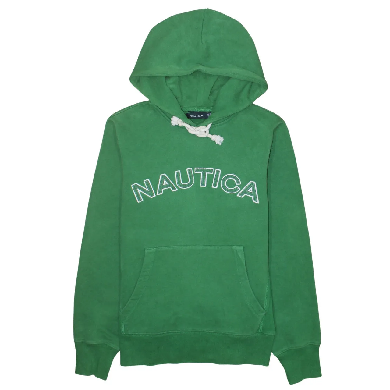 Nautica Green Hoodie Men’s Medium Rope Drawstring Embroidered Logo Front Pocket Sweatshirt sold by Vintage Club