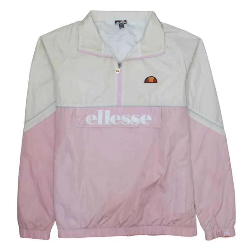 Ellesse Cream Pink Windbreaker Men’s Large Half Zip Embroidered Printed Logo Jacket sold by Vintage Club