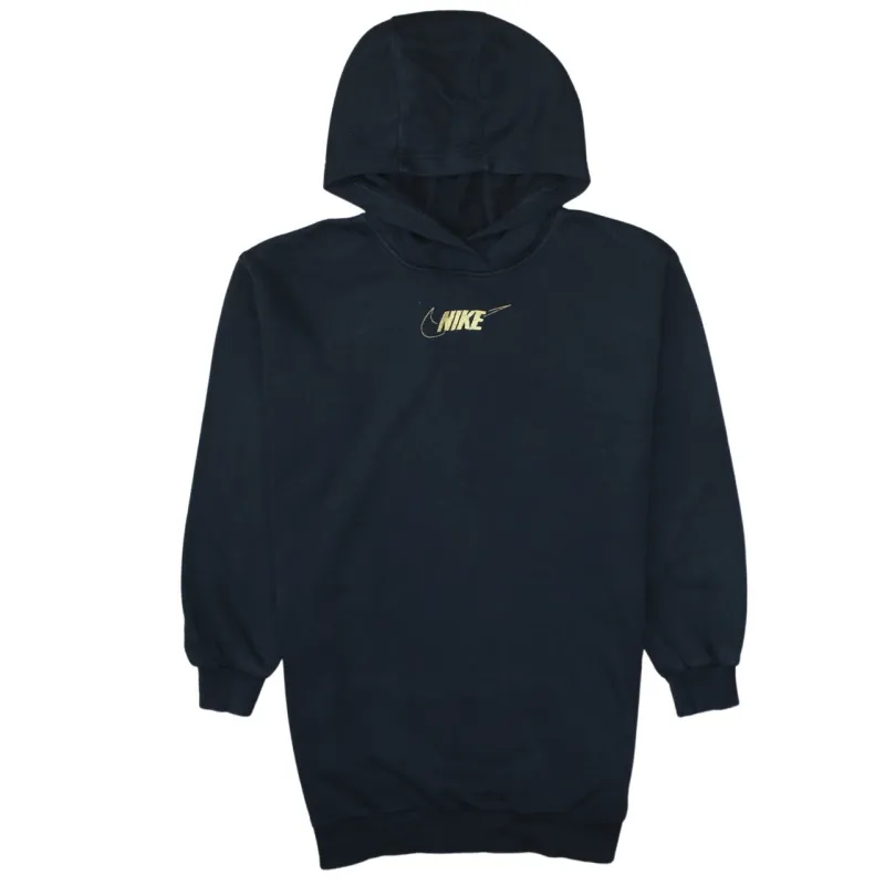 Nike Black Hoodie Women’s Large Printed Chest Logo Pullover Fleece Sweatshirt sold by Vintage Club