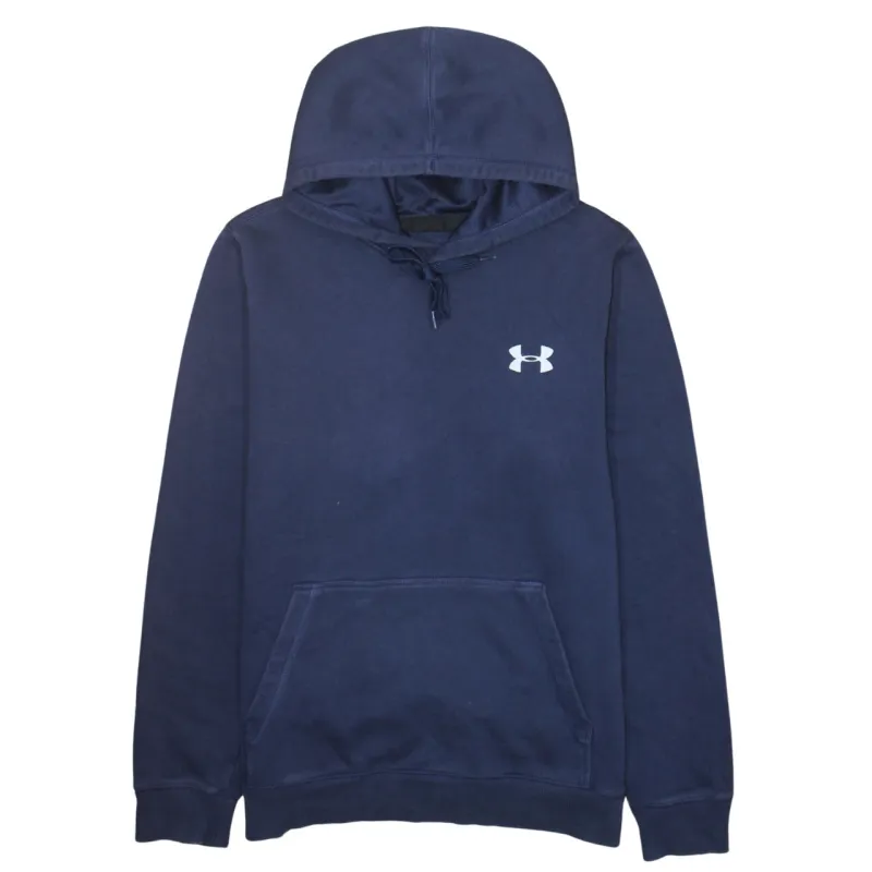 Under Armour Navy Blue Hoodie Women’s Large Printed Chest Logo Front Pocket Pullover Sweatshirt made by Under Armour
