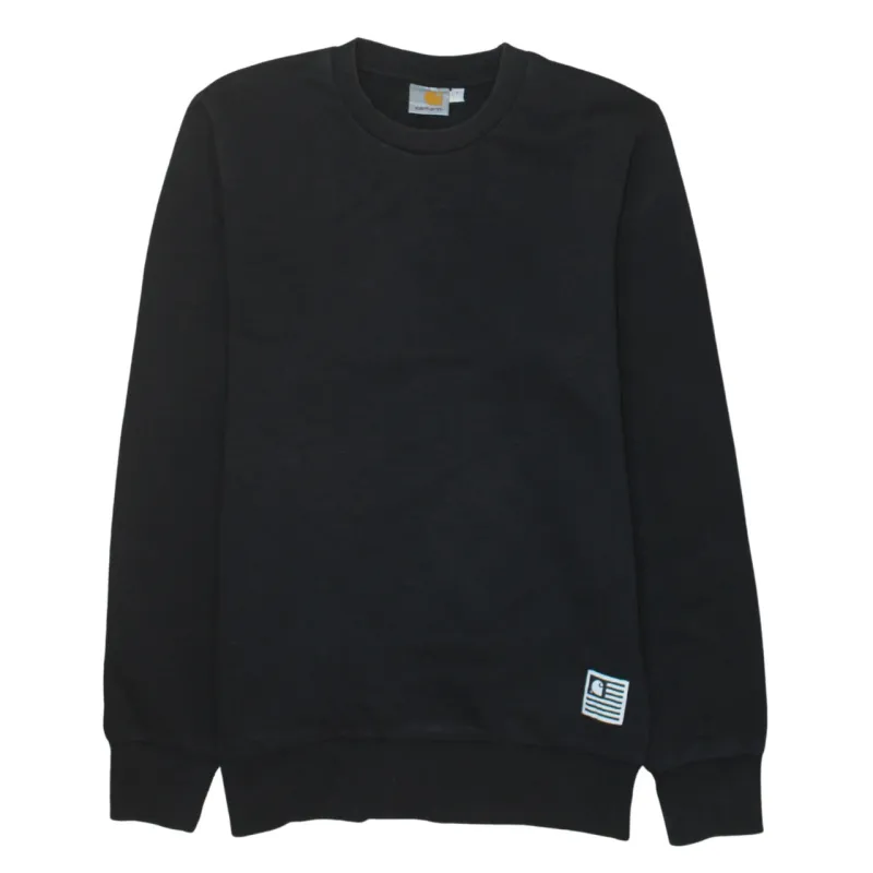 Carhartt Black Sweatshirt Men's Small Printed Back Logo Crewneck Pullover Fleece Top made by Carhartt