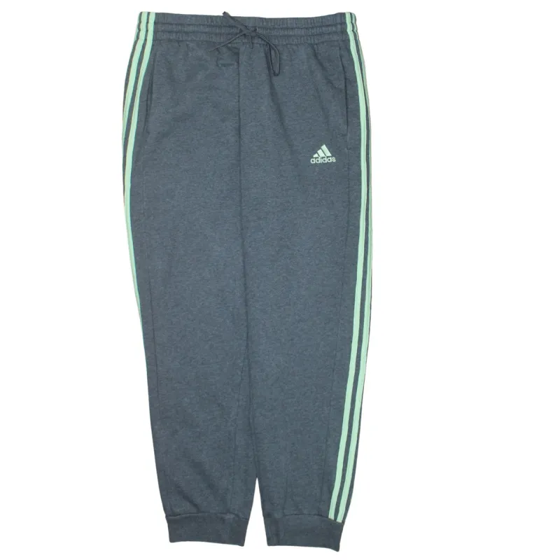 Adidas Dark Grey Joggers Men’s XLarge Green Three Stripe Cuffed Sweatpants Logo sold by Vintage Club