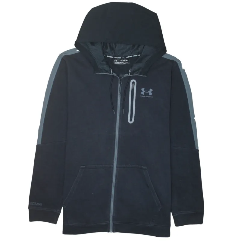Under Armour Black Full Zip Hoodie Women’s 2XL Printed Logo Chest Zip Pocket Sweatshirt sold by Vintage Club