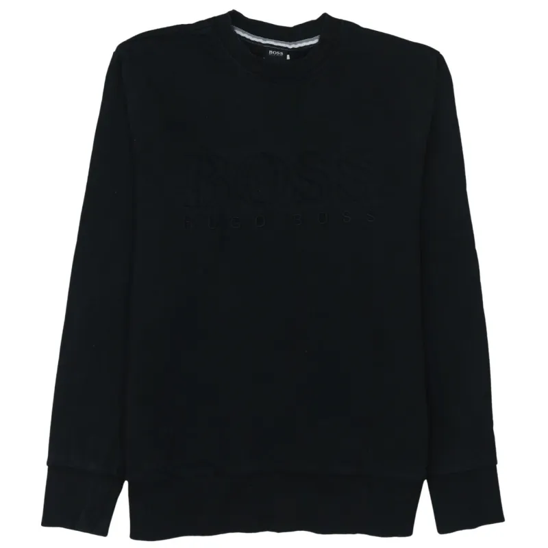 HUGO BOSS Black Sweatshirt Women's Large Embroidered Chest Logo Crewneck Pullover Top sold by Vintage Club