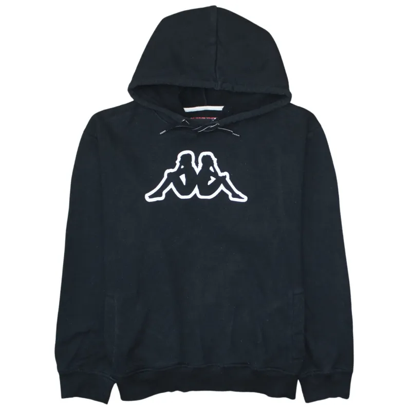 Kappa Black Hoodie Men’s XLarge Large Logo Embroidered Front Fleece Pullover Sweatshirt sold by Vintage Club