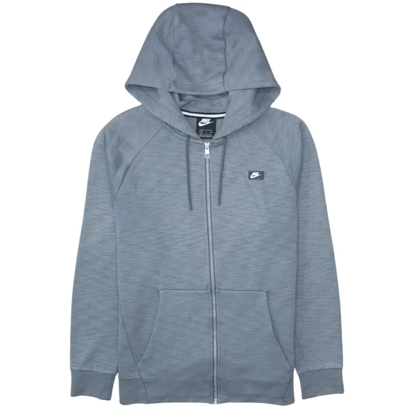 Nike Grey Full Zip Hoodie Men’s Small Embroidered Chest Logo Split Pocket Sweatshirt sold by Vintage Club