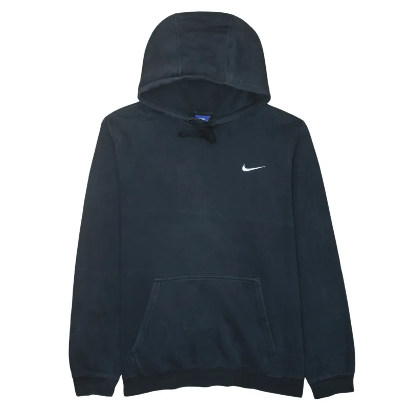 Nike Black Hoodie Men’s Large Embroidered Swoosh Drawstring Pocket Pullover Sweatshirt sold by Vintage Club
