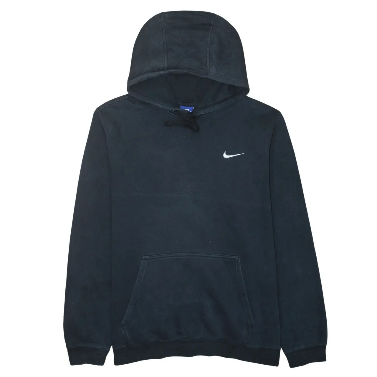 Nike Black Hoodie Men’s Large Embroidered Swoosh Drawstring Pocket Pullover Sweatshirt sold by Vintage Club