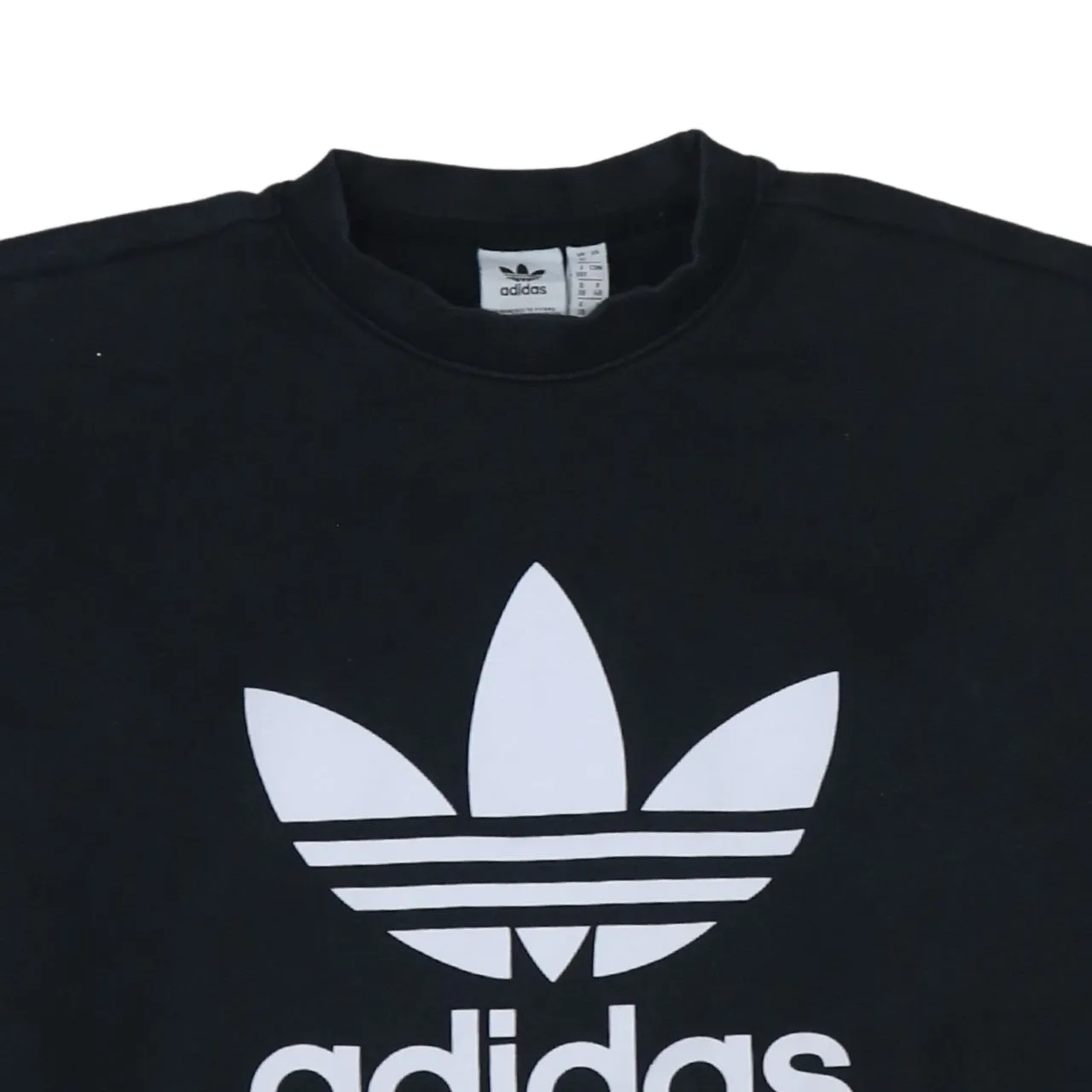 Adidas Black Sweatshirt Women’s Large Trefoil Printed Logo Crewneck Pullover Top sold by Vintage Club product image thumbnail 3