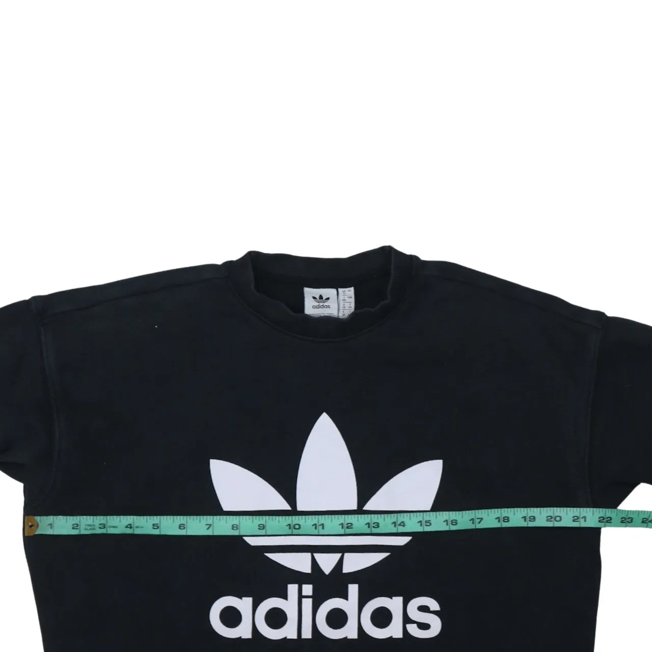 Adidas Black Sweatshirt Women’s Large Trefoil Printed Logo Crewneck Pullover Top sold by Vintage Club product image thumbnail 5