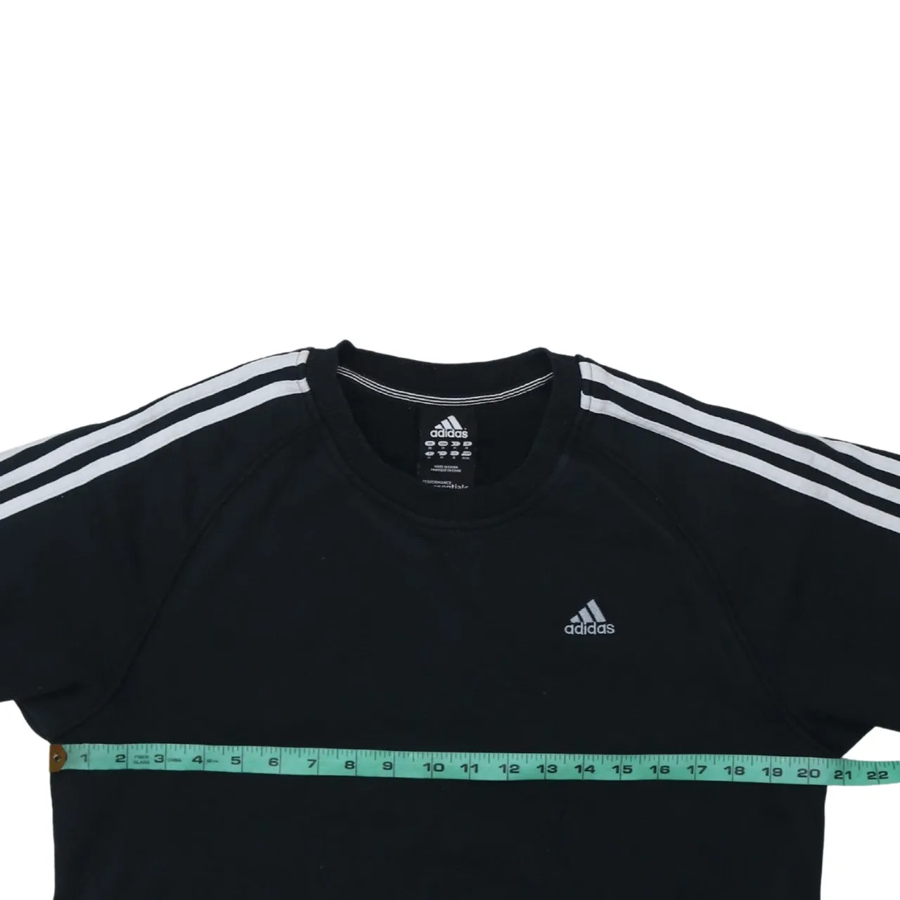 Adidas Black Sweatshirt Men's Medium Three Stripe Sleeves Embroidered Chest Logo Pullover Top sold by Vintage Club product image thumbnail 5