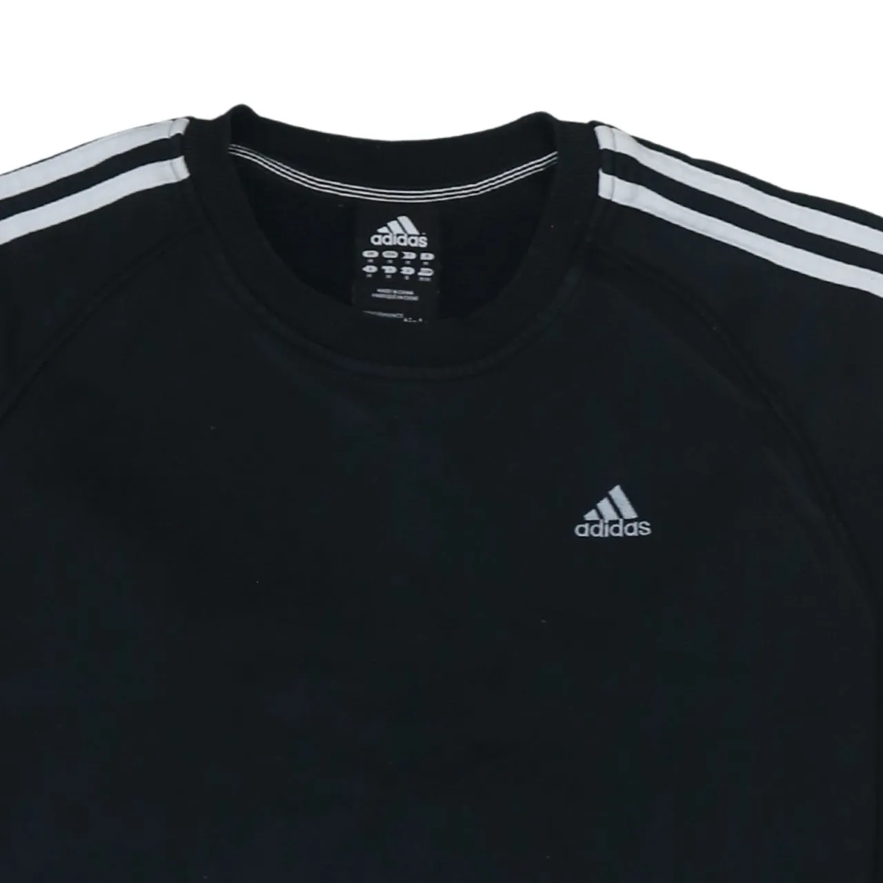 Adidas Black Sweatshirt Men's Medium Three Stripe Sleeves Embroidered Chest Logo Pullover Top sold by Vintage Club product image thumbnail 3