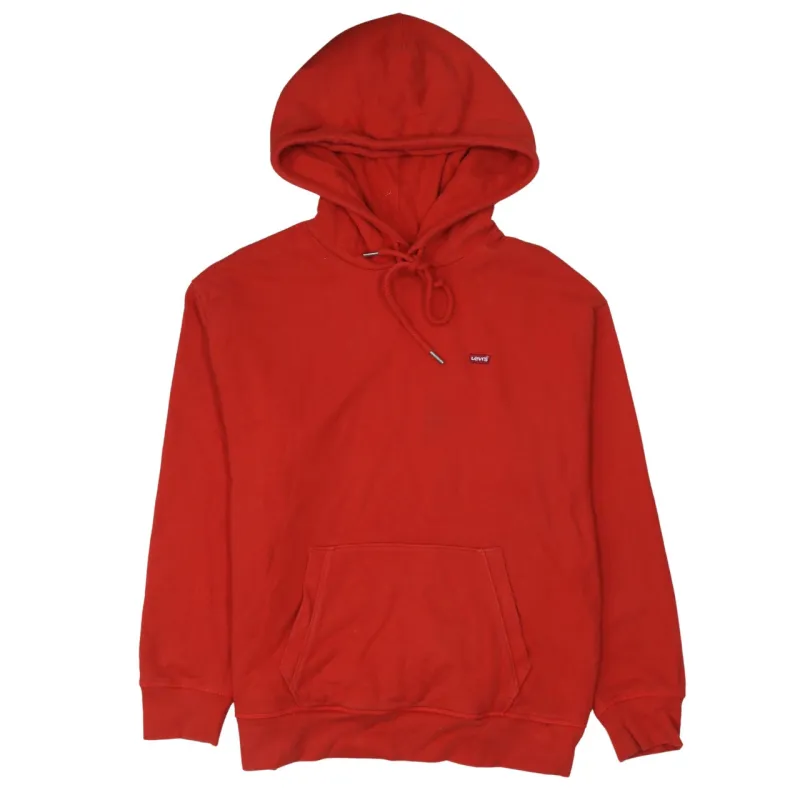 Levi's Red Hoodie Women's Large Small Chest Logo Drawstring Hood Front Pocket Sweatshirt sold by Vintage Club