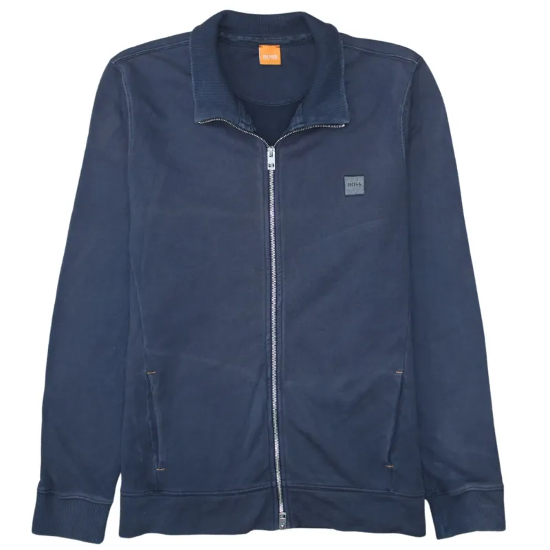 HUGO BOSS Navy Blue Full Zip Sweatshirt Women's XLarge Embroidered Chest Logo Pockets Jacket made by Hugo Boss