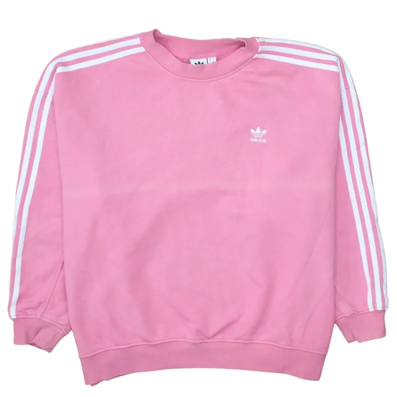 Adidas Pink Sweatshirt Women’s XXXXL Trefoil Embroidered Logo Three Stripe Sleeves Pullover Top sold by Vintage Club
