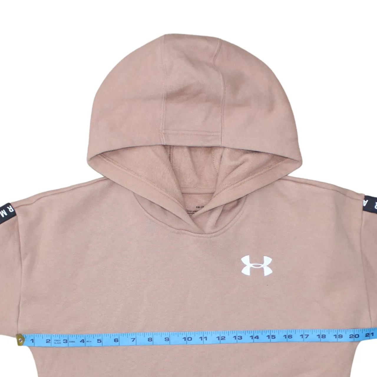 Under Armour Beige Cream Hoodie Men’s Small Printed Chest Logo Sleeve Tape Pullover Sweatshirt sold by Vintage Club product image thumbnail 5