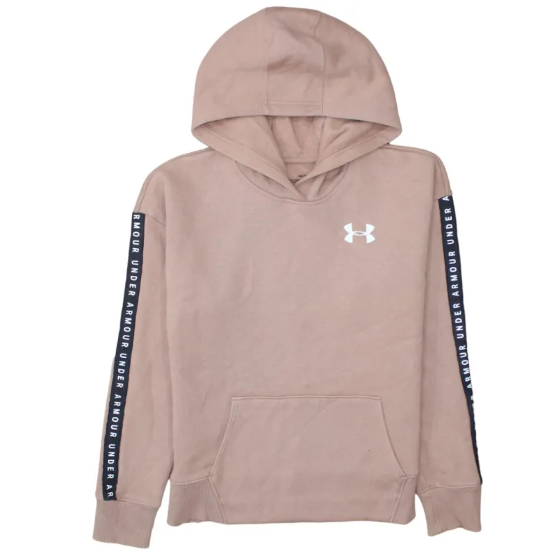 Under Armour Beige Cream Hoodie Men’s Small Printed Chest Logo Sleeve Tape Pullover Sweatshirt made by Under Armour