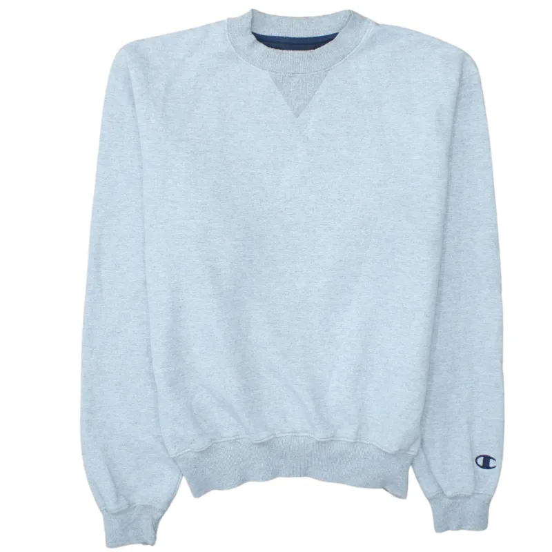 Champion Light Grey Sweatshirt Men's Small Embroidered C Logo Ribbed Crewneck Pullover Fleece Top sold by Vintage Club