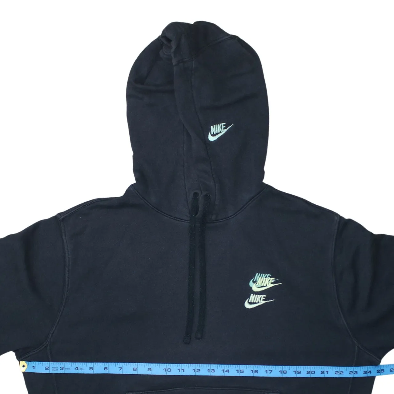 Nike Black Hoodie Men's Medium Printed Green Swoosh Logo Front Back Pullover Sweatshirt sold by Vintage Club product image thumbnail 5