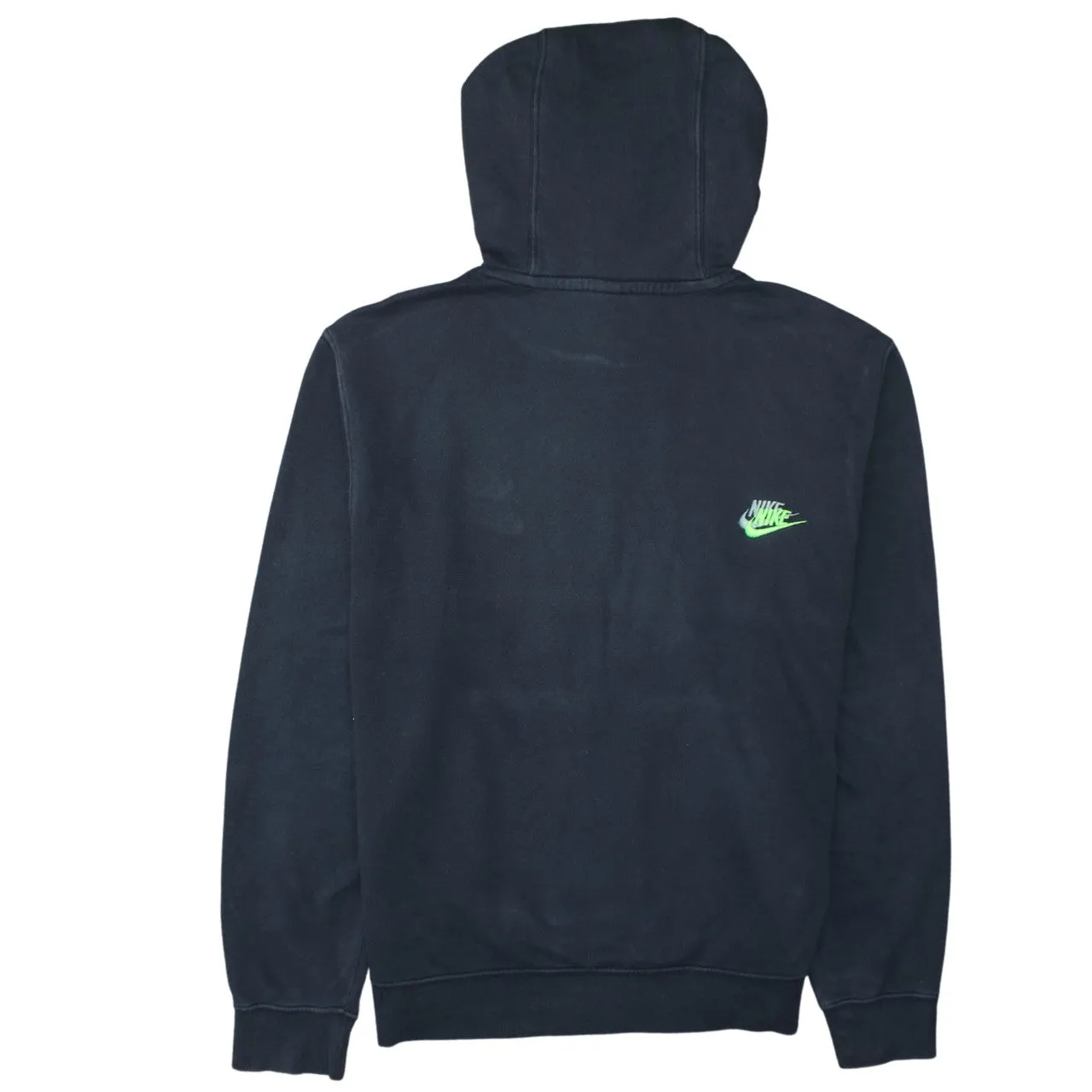 Nike Black Hoodie Men's Medium Printed Green Swoosh Logo Front Back Pullover Sweatshirt sold by Vintage Club product image thumbnail 2