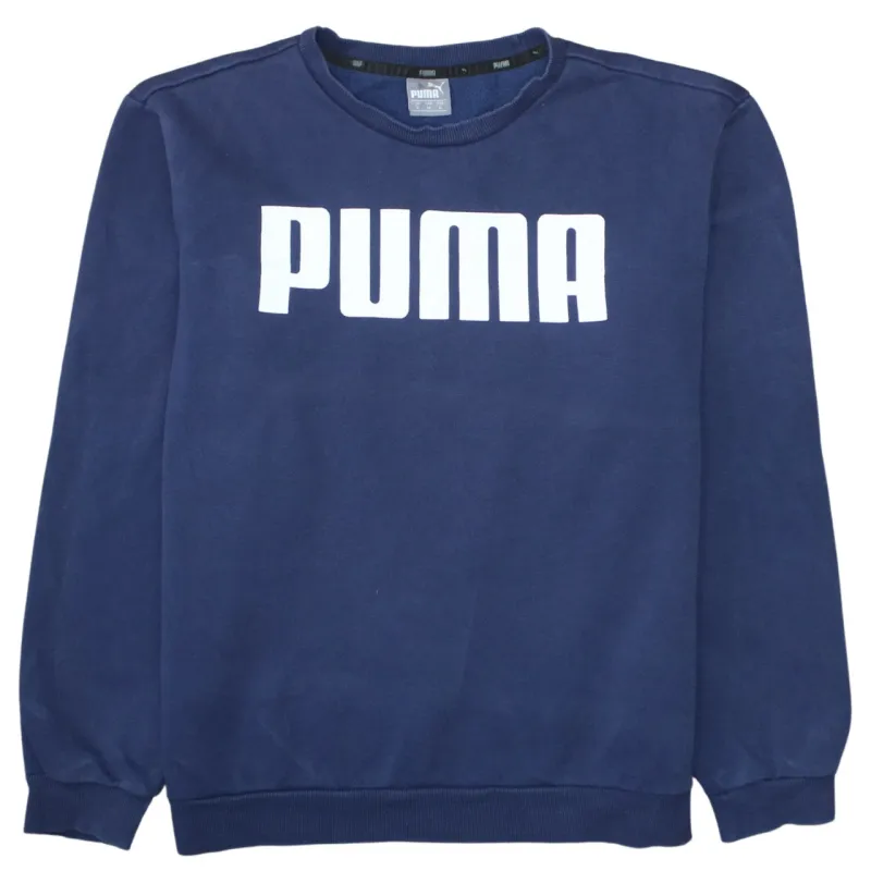Puma Navy Blue Sweatshirt Men's XLarge Printed Logo Crewneck Pullover Fleece Top sold by Vintage Club