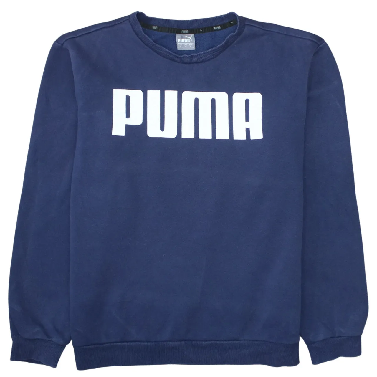 Puma Navy Blue Sweatshirt Men's XLarge Printed Logo Crewneck Pullover Fleece Top sold by Vintage Club