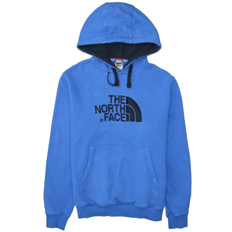 The North Face Blue Hoodie Men's Large Embroidered Chest Logo Drawstring Pullover Sweatshirt sold by Vintage Club