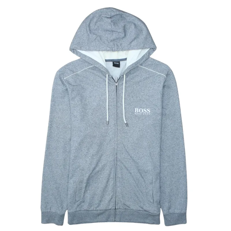 HUGO BOSS Light Grey Zip Hoodie Women’s XLarge Printed Chest Logo Drawstring Hood Casual Top sold by Vintage Club