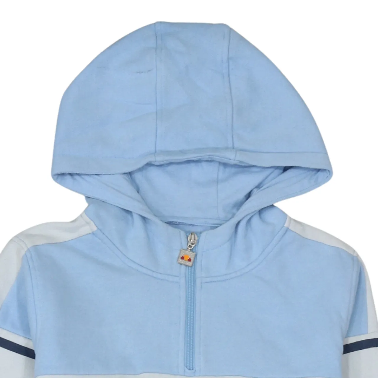 Ellesse Light Blue Navy Hoodie Men's Small Half Zip Printed Logo Stripe Panel Pullover Sweatshirt sold by Vintage Club product image thumbnail 3