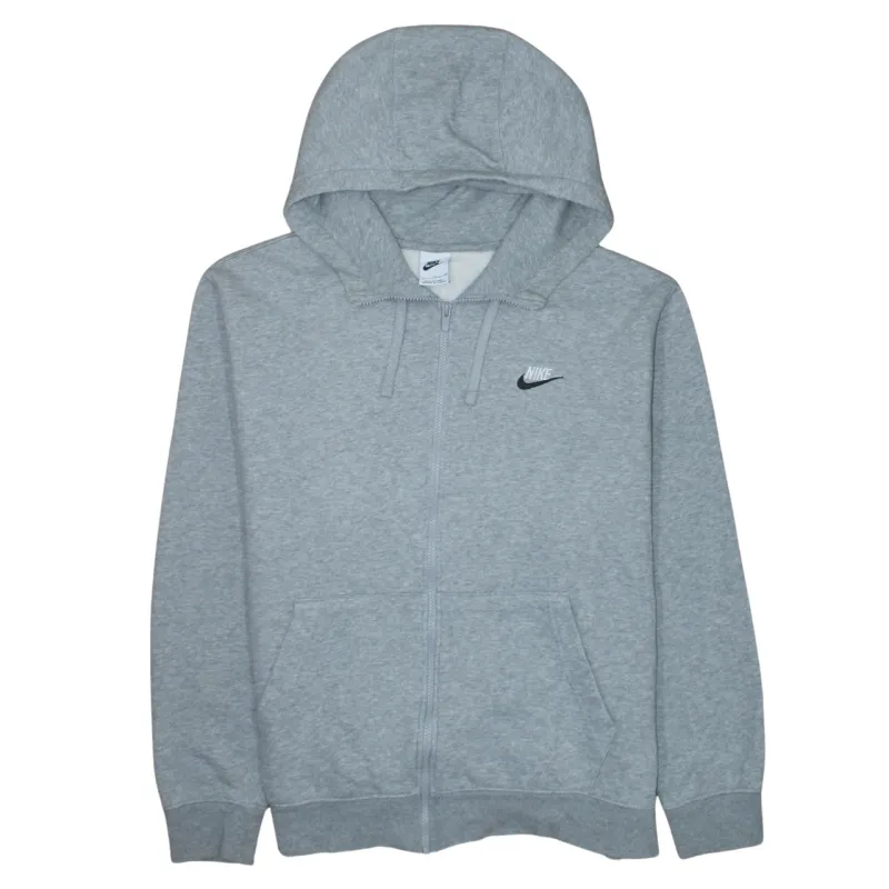 Nike Grey Full Zip Hoodie Men’s XLarge Printed Swoosh Logo Split Pocket Sweatshirt sold by Vintage Club
