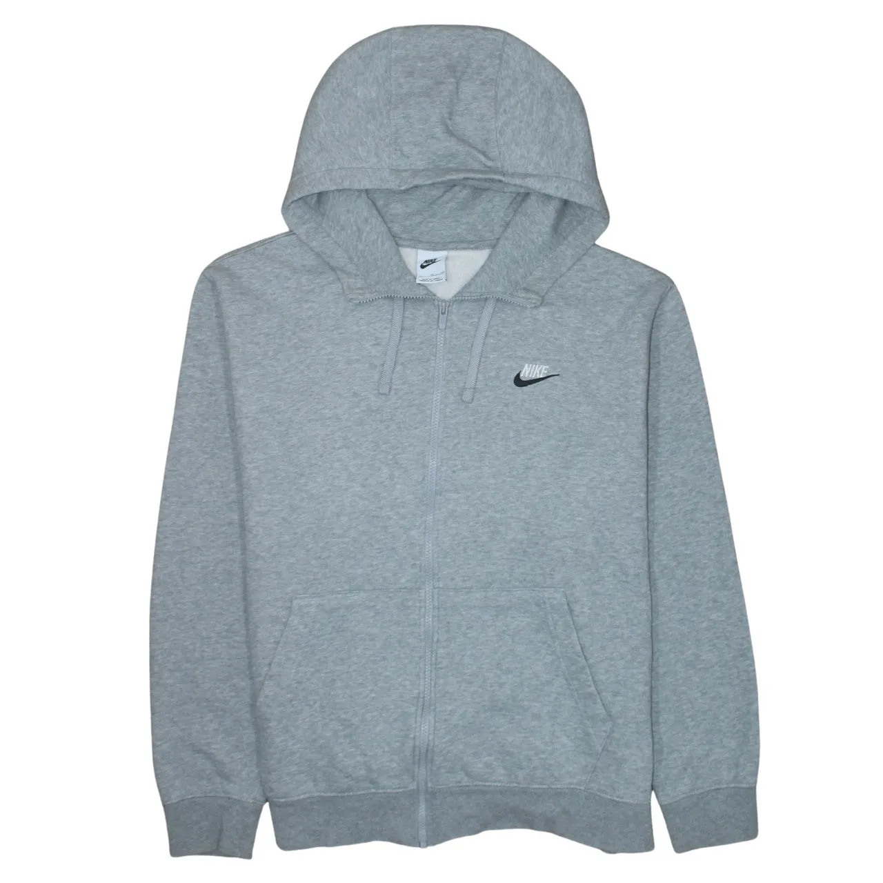 Nike Grey Full Zip Hoodie Men’s XLarge Printed Swoosh Logo Split Pocket Sweatshirt sold by Vintage Club