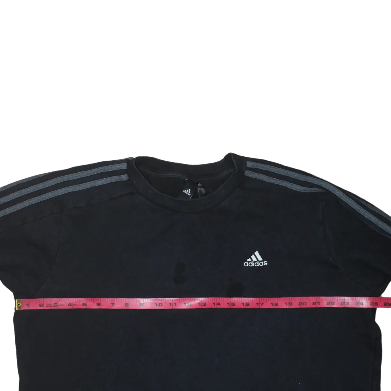 Adidas Black Sweatshirt Men's XLarge Embroidered Chest Logo Three Stripe Sleeves Pullover Top sold by Vintage Club product image thumbnail 5