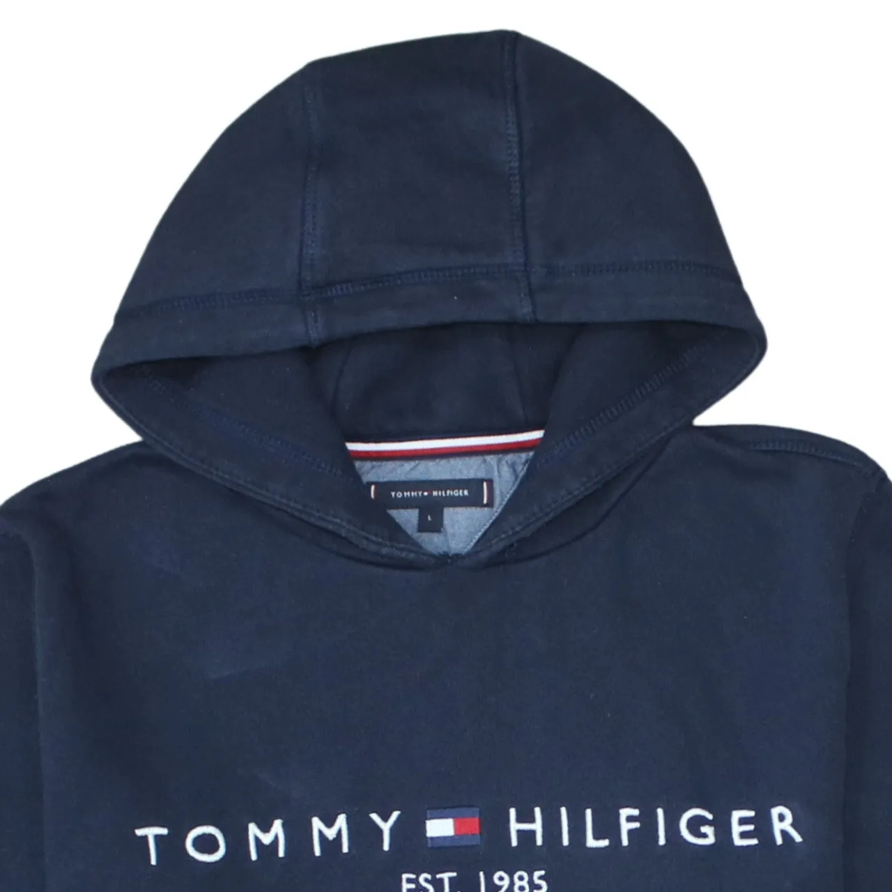 Tommy Hilfiger Navy Blue Hoodie Women’s Large Embroidered Logo Pouch Pocket Pullover Sweatshirt sold by Vintage Club product image thumbnail 3