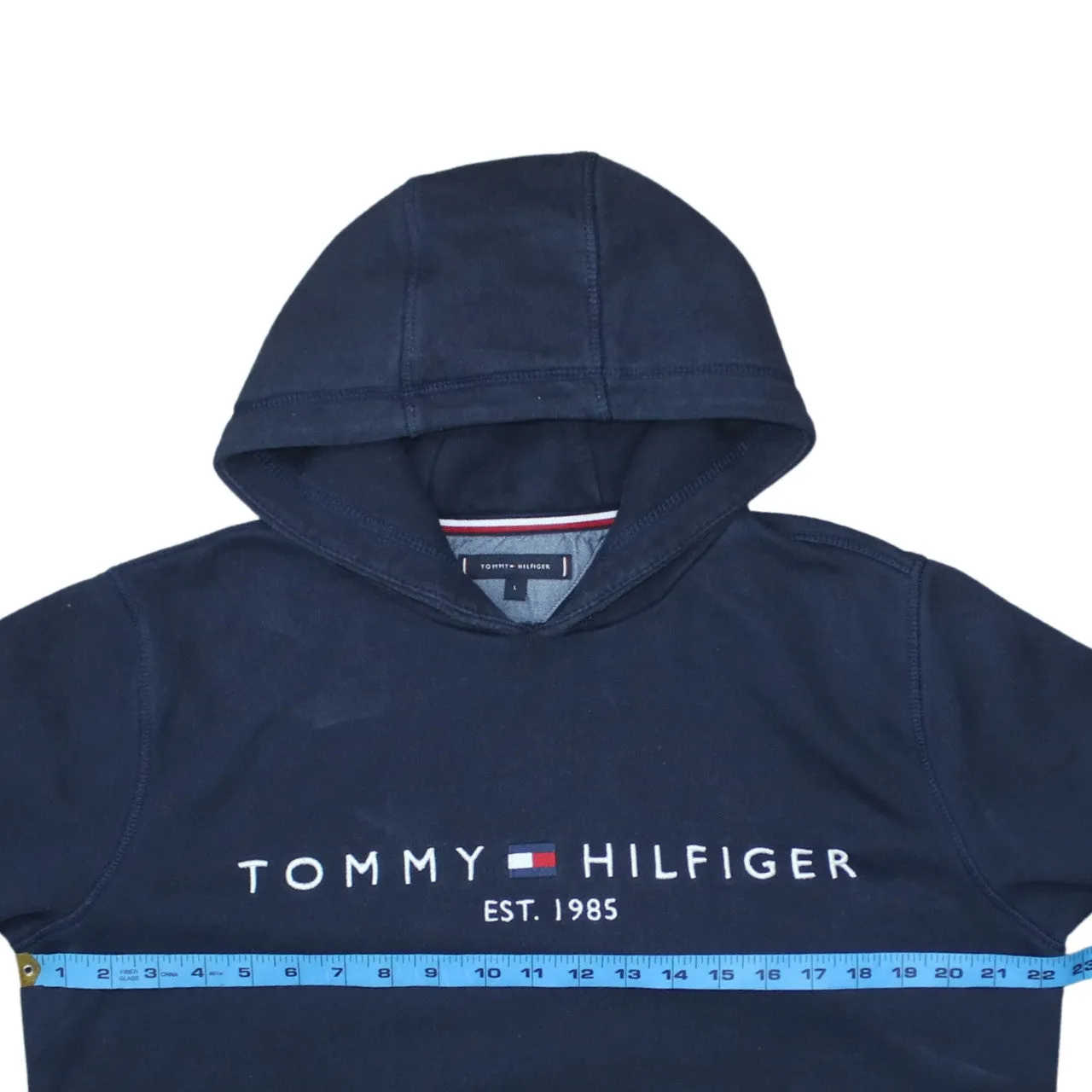 Tommy Hilfiger Navy Blue Hoodie Women’s Large Embroidered Logo Pouch Pocket Pullover Sweatshirt sold by Vintage Club product image thumbnail 5