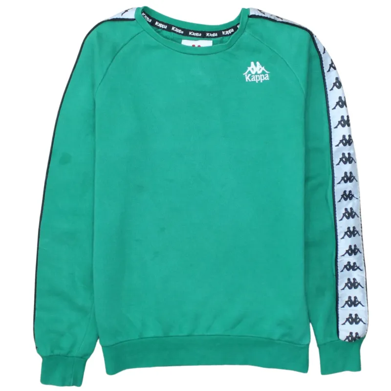 Kappa Green Sweatshirt Men’s XSmall Tape Logo Sleeve Embroidered Chest Crewneck Pullover sold by Vintage Club