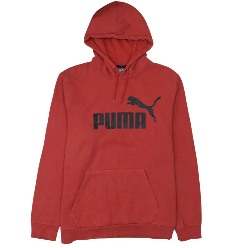 Puma Brick Red Hoodie Women’s XLarge Printed Logo Front Pocket Fleece Pullover Sweatshirt made by Puma