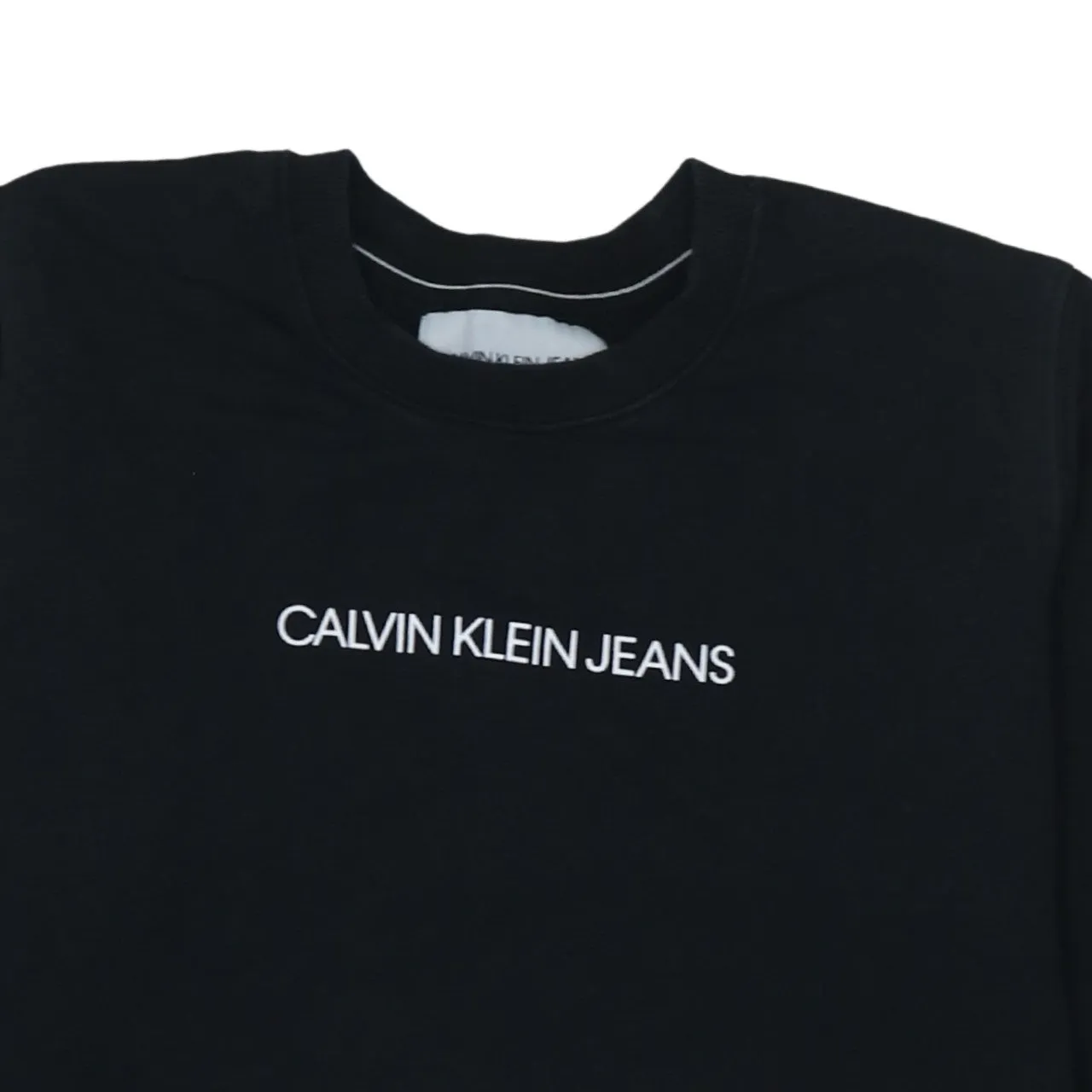 Calvin Klein Black Sweatshirt Women’s Large Embroidered Logo Crewneck Pullover Top sold by Vintage Club product image thumbnail 3