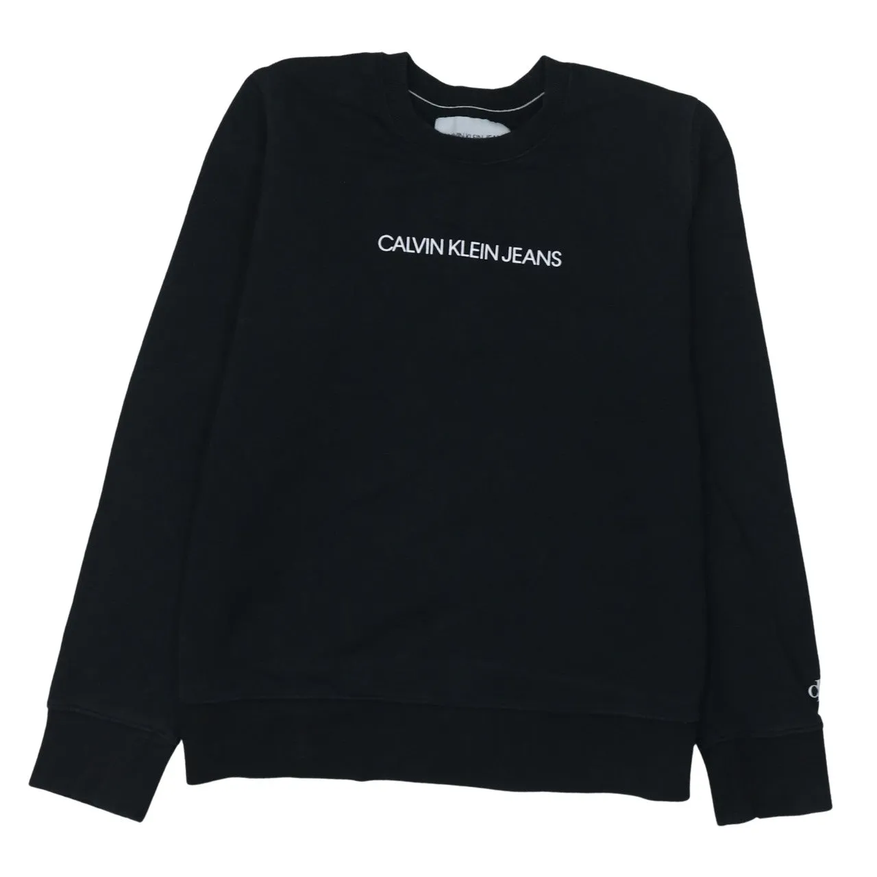 Calvin Klein Black Sweatshirt Women’s Large Embroidered Logo Crewneck Pullover Top sold by Vintage Club