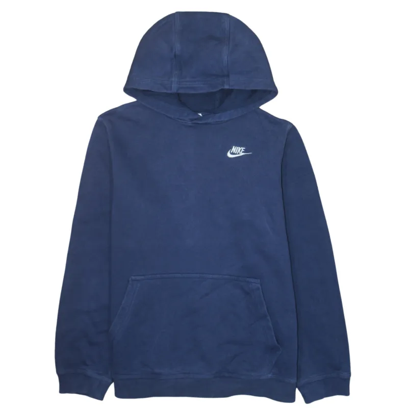 Nike Navy Blue Hoodie Women’s Large Embroidered Swoosh Logo Front Pouch Pullover Sweatshirt sold by Vintage Club