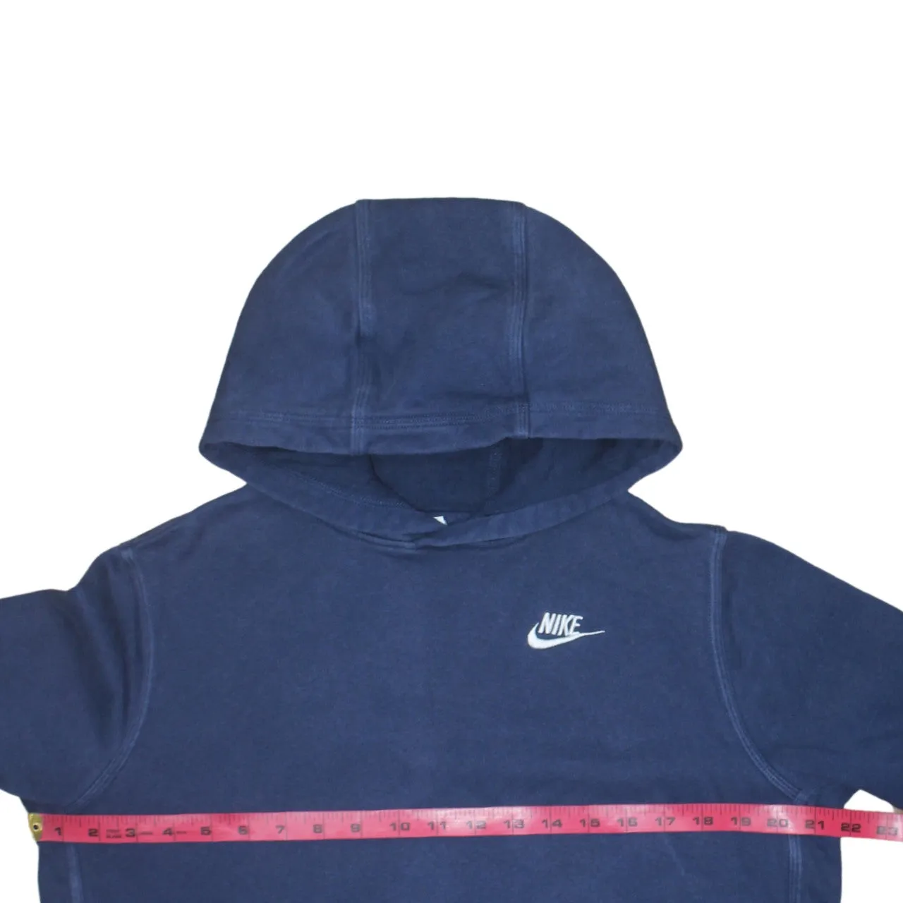 Nike Navy Blue Hoodie Women’s Large Embroidered Swoosh Logo Front Pouch Pullover Sweatshirt sold by Vintage Club product image thumbnail 5