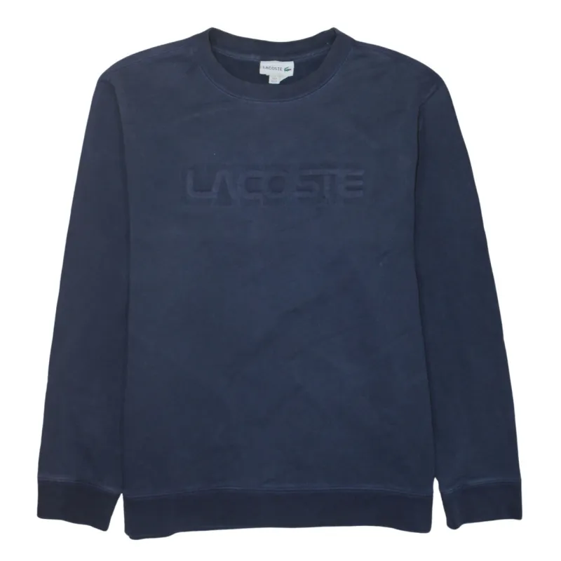 Lacoste Navy Blue Sweatshirt Women’s 3XL Embossed Chest Logo Ribbed Crewneck Pullover Top sold by Vintage Club