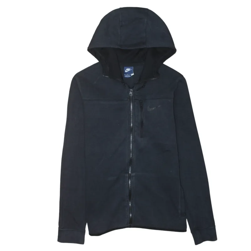 Nike Black Full Zip Hoodie Women’s Medium Embroidered Swoosh Zip Chest Pocket Sweatshirt sold by Vintage Club