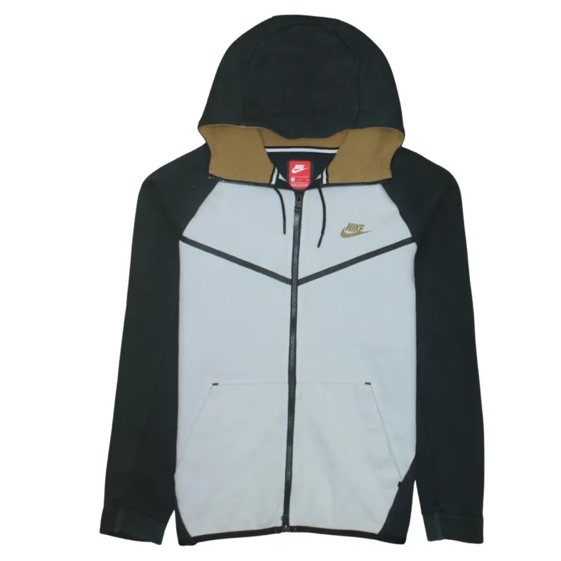 Nike Black Grey Full Zip Hoodie Men's Medium Embroidered Logo Colour Block Sweatshirt Top sold by Vintage Club