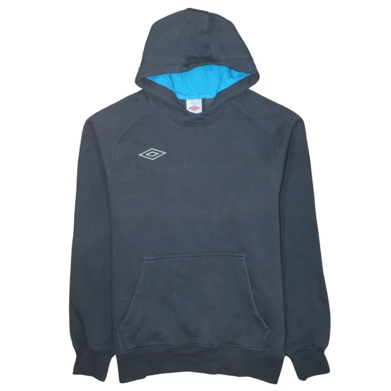 Umbro Charcoal Hoodie Women’s Large Embroidered Chest Logo Kangaroo Pocket Pullover Sweatshirt sold by Vintage Club