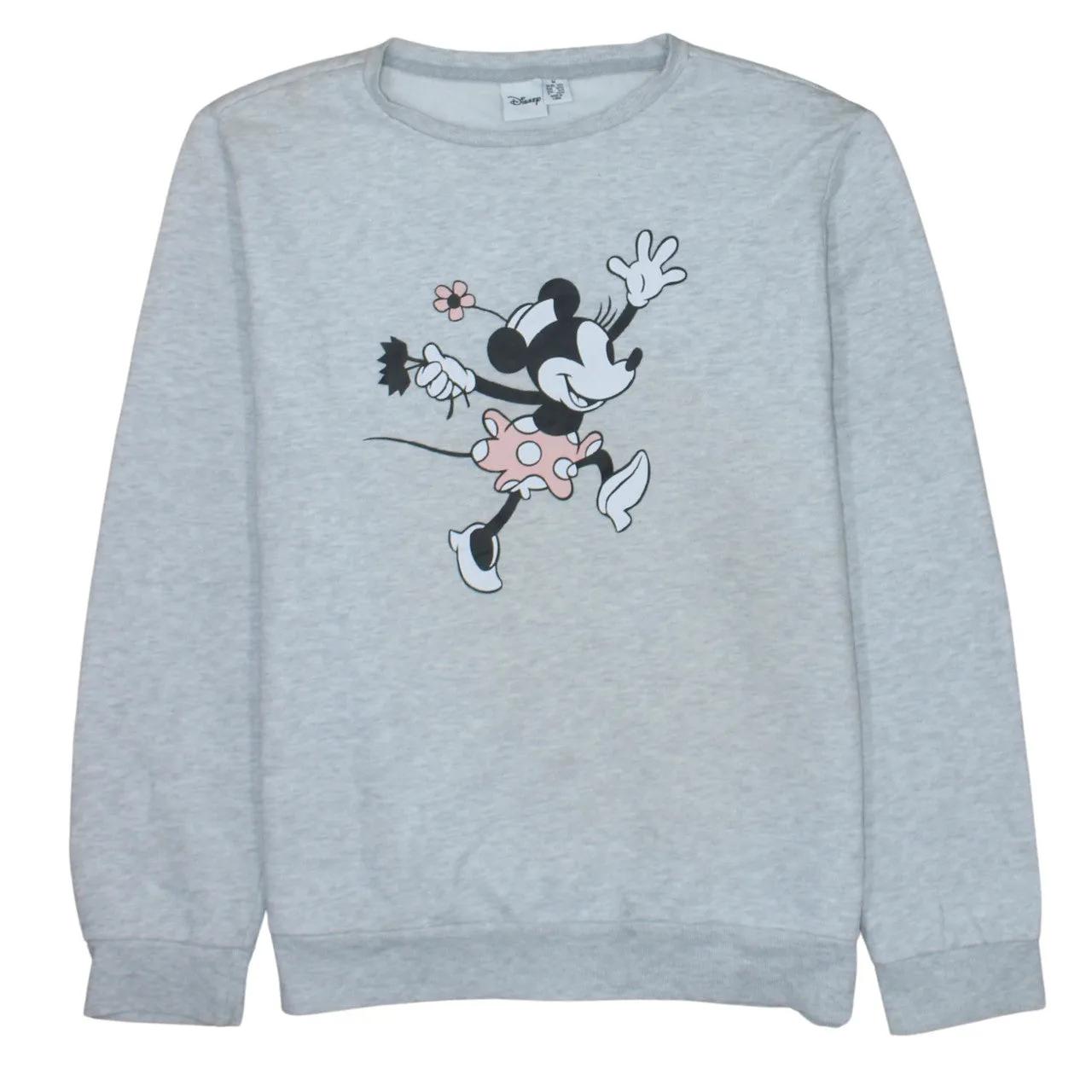 Disney Light Grey Sweatshirt Women's Medium Minnie Mouse Printed Graphic Crewneck Pullover Top sold by Vintage Club