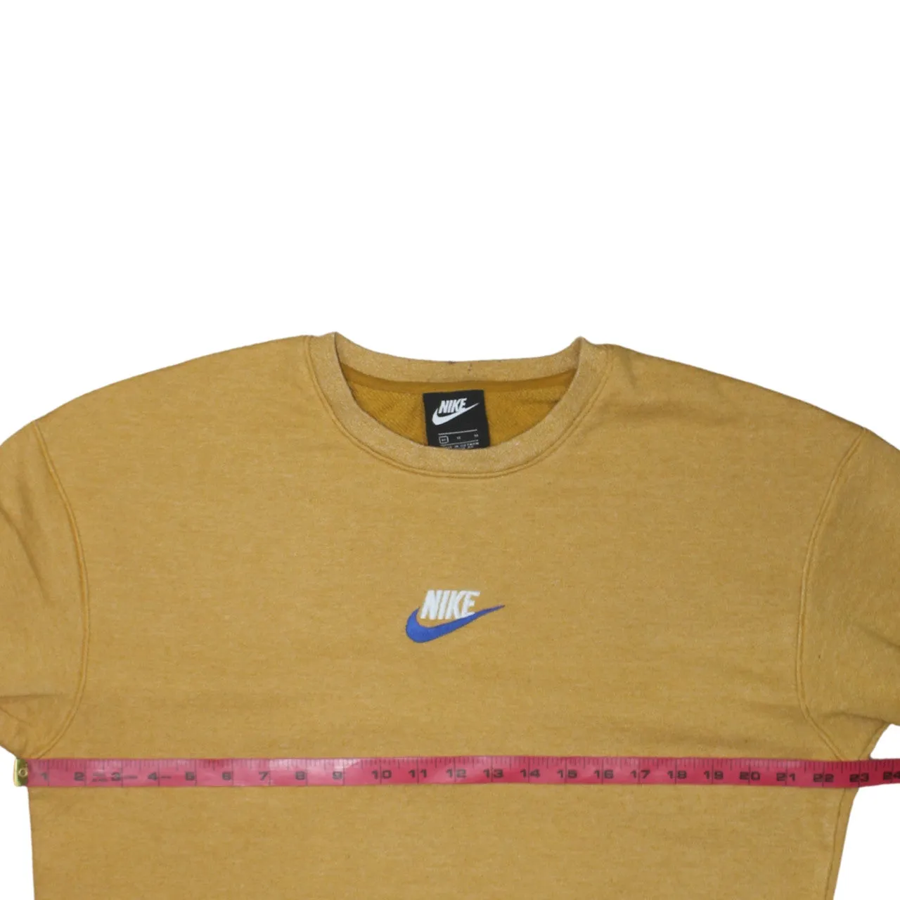 Nike Mustard Yellow Sweatshirt Men's Medium Embroidered Chest Logo Crewneck Pullover Fleece Top sold by Vintage Club product image thumbnail 5