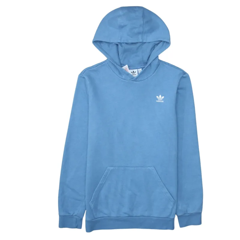 Adidas Light Blue Hoodie Women’s XLarge Embroidered Trefoil Logo Front Pocket Pullover Sweatshirt sold by Vintage Club