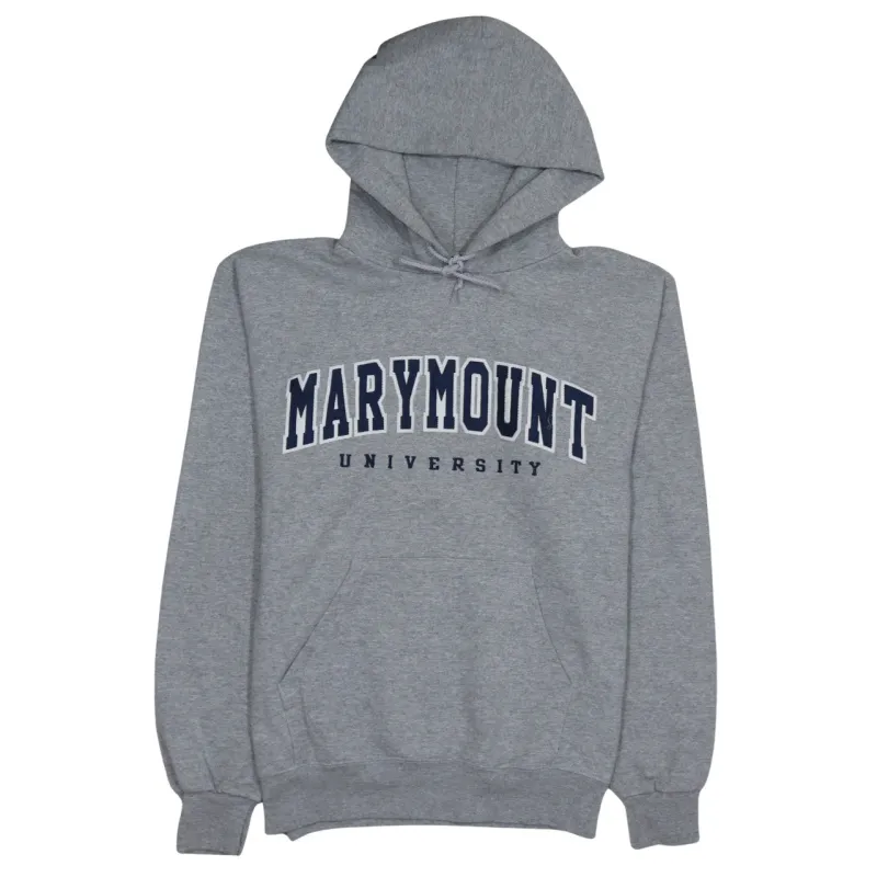Champion Grey Hoodie Women’s Medium Printed Marymount University Logo Fleece Pullover Sweatshirt sold by Vintage Club