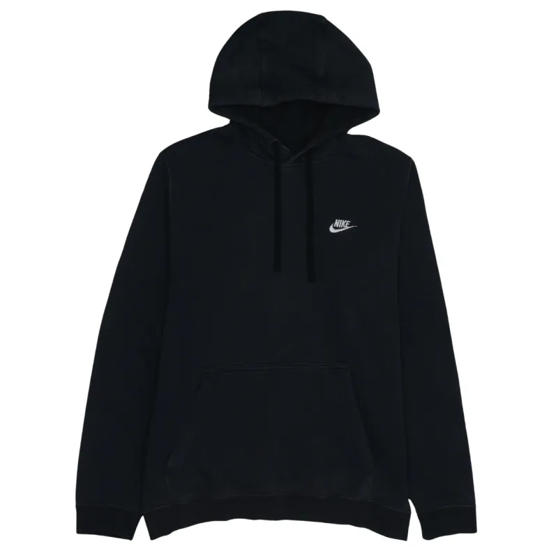 Nike Black Hoodie Women’s Large Embroidered Swoosh Logo Front Pocket Pullover Sweatshirt sold by Vintage Club