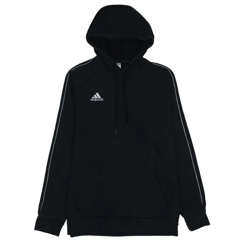 Adidas Black Hoodie Women’s Large Embroidered Logo Contrast Piping Pullover Sweatshirt sold by Vintage Club